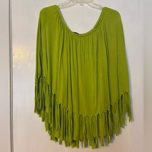 cha cha vente Lime Green Boho Fringe Top
